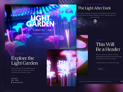 Light Garden branding gradient home page landing page logo photo typography ui ux website