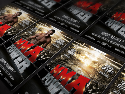 Shot Mmapower advertising black boxing cage fighters concrete contemporary design fence fight flyer grunge iron kickboxing lights metal mma modern poster presentation print promotion red template text texture ufc weights