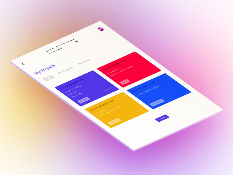 Site Recovery System recover ui ux design system presentation site app