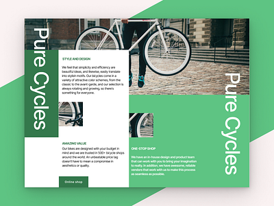 Lendig page for Pure Cycles design desing for figma first page hero lending page ui