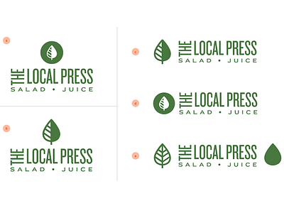 The Local Press branding drop identity juice knockout leaf logo stacked variations water