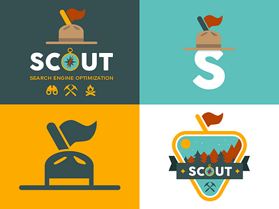 Scout SEO badge camp compass fire flag forest hat icon logo ranks scout seo