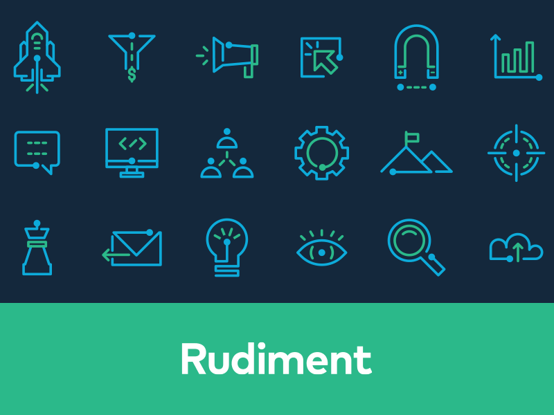 Rudiment Icons advertising branding digital iconography icons marketing media seo social