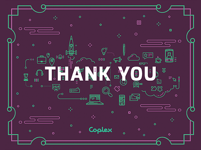 Thank You Card card computers decorative greeting icons illustration print rocket technology thank you