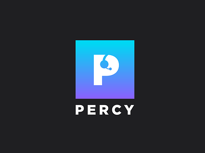 Percy Logo assistant branding chat customer gotham gradient headphones logo percy personal service startup