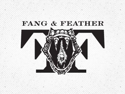 Fang & Feather Alternate Logo branding engravers fang feather logo peacock snake