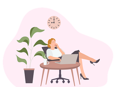 Business Woman branding business woman design favorite job flat design freelancer graphic design illustration in the office typography vector woman with phone work at home