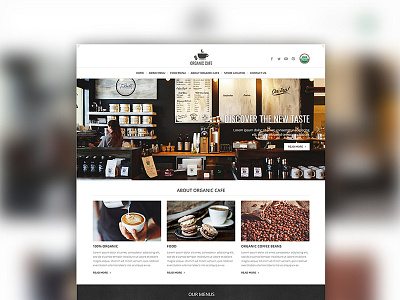 Organic Cafe theme website design branding ui ui design ux ux design web design