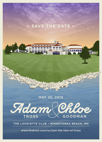 Wedding Save the Date - Lafayette Club Mpls illustration invite design typography vector