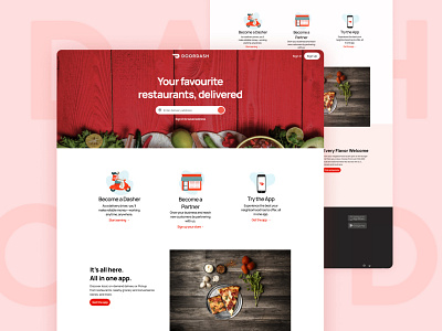 DoorDash Interface adobe adobeillustration delivery design designing desktop design desktopview dribbble food graphic design homepage illustration landing page order online ui ux visual design web design webpage website