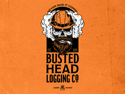 Busted Head Logging Company shirt design branding design illustration print type
