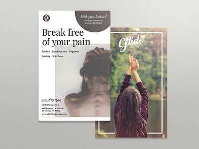 Glide Therapeutics flier design flier flyer graphic layout mockup modern paper print therapy typography