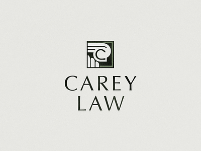 Carey Law Logo attorney brand branding design engraved firm identity law legal logo logomark monogram optima stone type