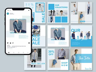 Blue Theme Instagram Template design graphic design illustration instagram template