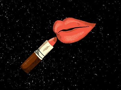 One kiss graphic design grit illustration lips lipstick makeup photoshop