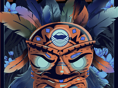Warrior digital painting feathers flowers graphic design illustration mask warrior