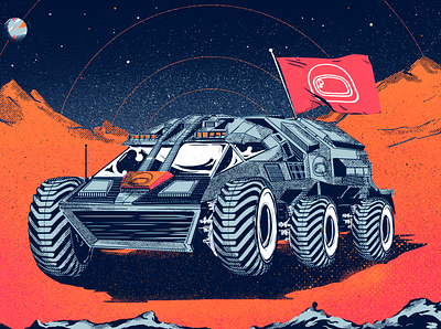Space Buggy astronaut buggy digital painting graphic design gritty illustration moon outerspace universe