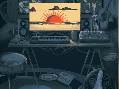 Getaway digital painting graphic design illustration music music album studio