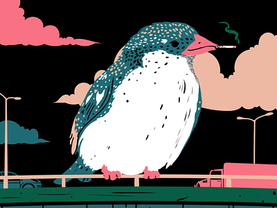 Free bird bird city digital painting graphic design gritty texture illustration music poster