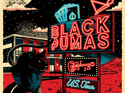 Black Pumas US Tour Poster black pumas gig poster graphic design illustration music rock music