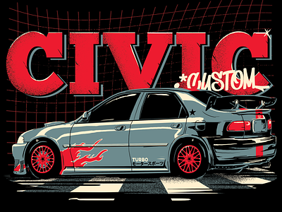 Civic Custom 1991 car civic custom digital painting graffiti graphic design gritty texture honda illustration japan