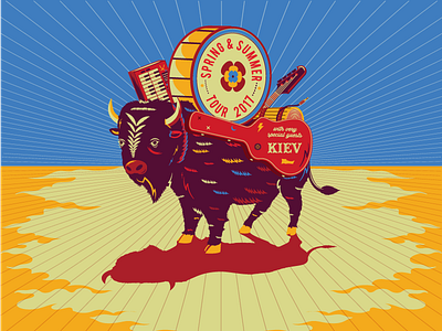 Buffalo bass buffalo concert drum guitar illustration instruments keyboard poster silversun pickups vectors