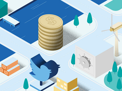 BBVA Bancomer Blue City 2 bancomer bank banking bbva city illustration isometric money urban