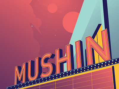 Mushin gig illustration indie rock music poster rock theater