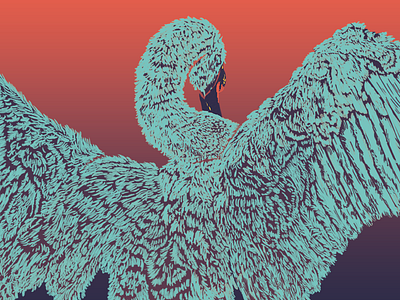 Swan bird digital painting illustration swan