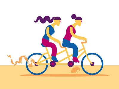 Bike Ride bicycle bike girls illustration ride vector