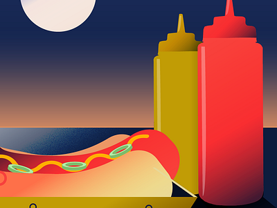 Hot Dog branding city editorial illustration hot dog illustration restaraunt vector