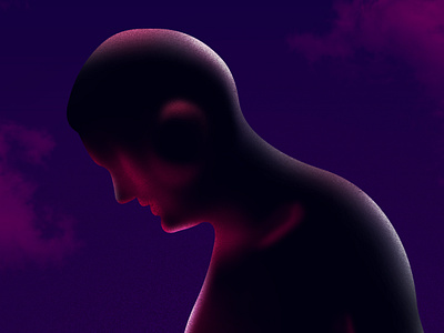 Solitude digital painting illustration mental health neon solitude