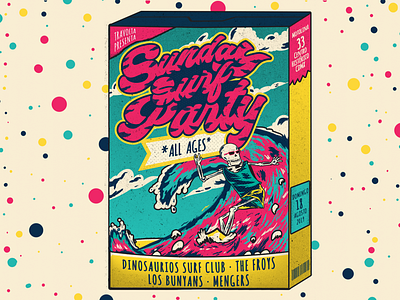 Sunday Surf Party Gig Poster cereal box design gig poster graphicdesign illustration indie music music music poster surf