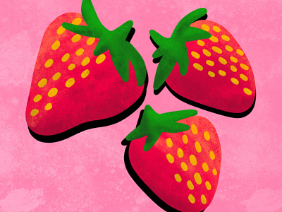 Cute Strawberries digital illustration fruit ipadart pink procreate summer