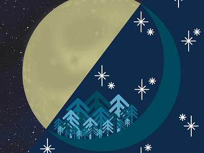 Mooooon Magic environment forest illustration industry moon night sky space stars