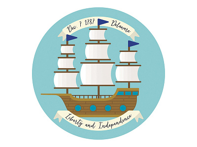 Delaware delaware illustration logo sails ship state states united states usa