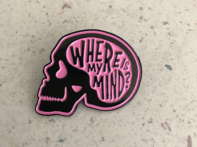 Where Is My Mind Enamel Pin black enamel pin fight club grunge pin pink skull the pixies typography where is my mind