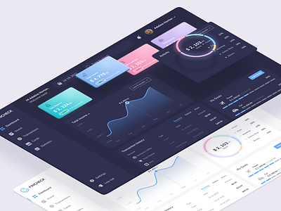 Fincheck - Finance Management Dashboard | Dark mode analytical dashboard analytics chart dark dashboard dark mode dark theme dashboard dashboard design diagram finance financial dashboard management saas saas dashboard shining web app