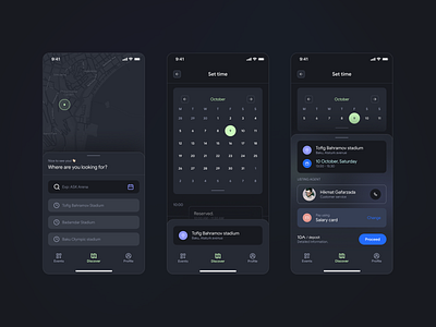 001 - Schedule event #02 apple book card datetimepick design football interface ios location profile schedule soccer sport stadium time ui