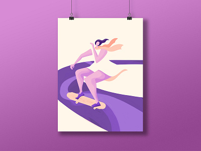 Cruising — Longboard Girl character art design digital illustration illustration longboarding photoshop procreate