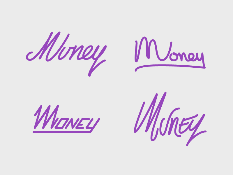 Money custom handtype lettering script type typography wordmark