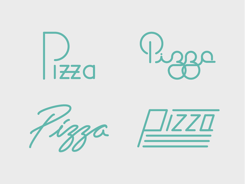 Pizza custom handtype lettering script type typography wordmark