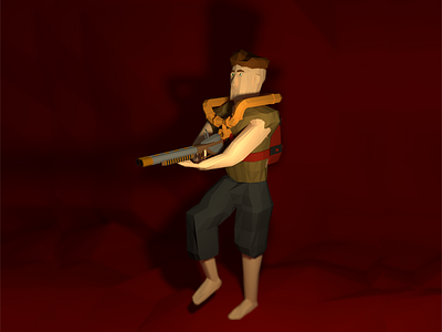 Shotgun 3d model blender low poly model