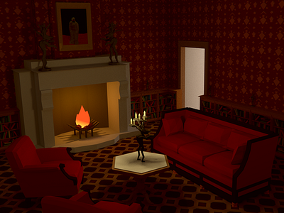 Victorian Living Room 3d model blender low poly model