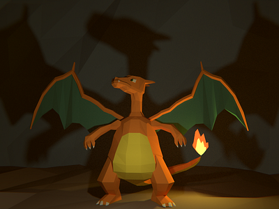 Charizard (Final version) 3dmodel blender charizard low poly pokémon render