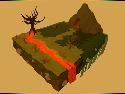 Lava Take 2 [WIP] cave game landscape lava mountain rocks trees water