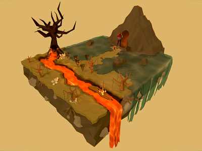 Lava Final Version cave game landscape lava mountain rocks trees water