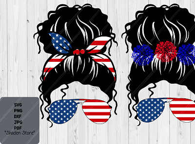 Messy Bun Mom Svg-Headband Moms Life- American Flag Skull svg. american flag american svg circut svg clipart graphic design svg jpg png