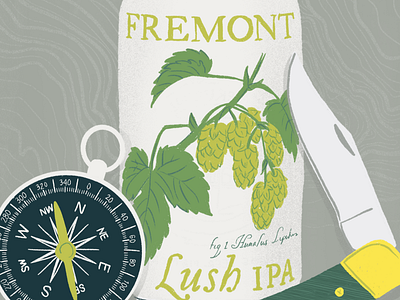 June 2020: Fremont Lush IPA beer beer can design illustration pnw