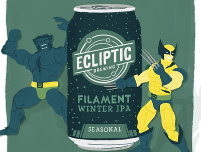 December 2020: Ecliptic Filament Winter IPA + Marvel beer beer can illustration pnw